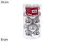 Pack 20 bolas plata brillo/mate cilindro 6 cm
