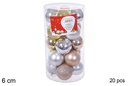 Pack 20 bolas oro/plata/marfil/champagne cilindro 6 cm