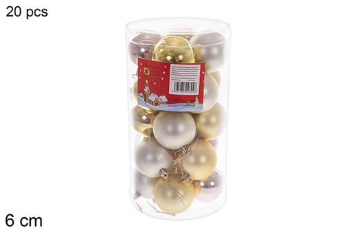 [112804] Pack 20 gold/champagne bauble cylinder 6 cm