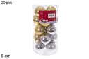 Pack 20 bolas oro/plata brillo/mate surtidas cilindro 6 cm 