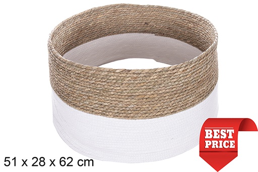 [114159] Base sapin Noël en jonc de mer-corde de papier blanc 51x28 cm