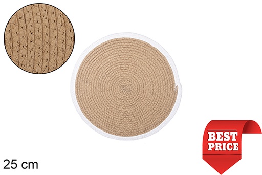 [114163] Dessous de plat en corde de papier naturel/blanc 25 cm