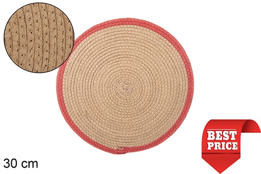 [114168] Natural/red paper rope trivet 30 cm