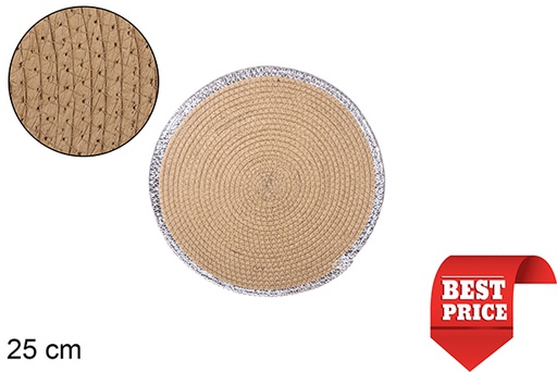 [114175] Natural/silver paper rope trivet 25 cm