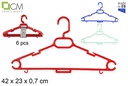 Pack 6 super perchas plástico colores surtidos