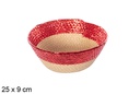 Cesta cuerda papel natural/rojo brillo 25x9 cm