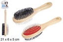 Cepillo doble madera para mascotas 21x6 cm