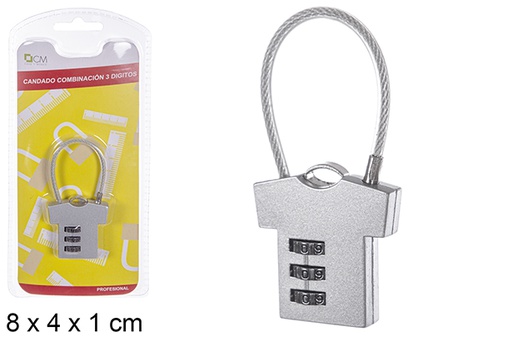 [111761] Special 3-digit silver luggage combination padlock