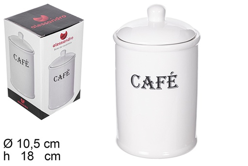 [111648] Barattolo da cucina con coperchio in ceramica bianca café