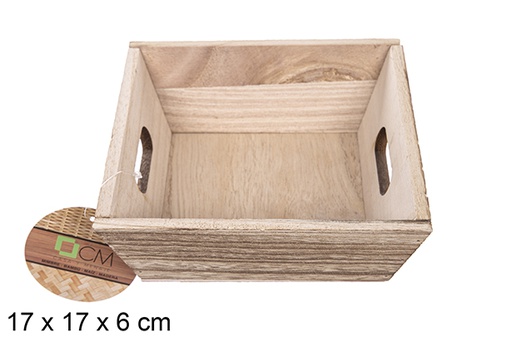 [111693] Caixa de madeira quadrada vintage 17 cm