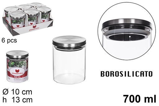 [112194] Pot en borosilicate couvercle acier 700 ml