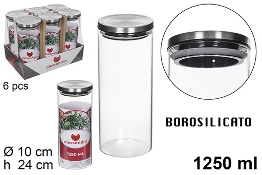 [112196] Pot en borosilicate couvercle acier 1250 ml