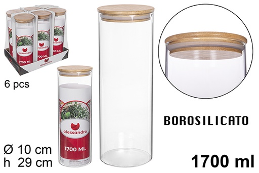 [112201] Barattolo in borosilicato con coperchio in bambù 1700 ml