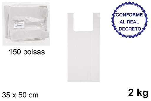[112508] Bolsa camiseta blanca reciclable 2 kg 35x50 cm
