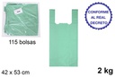 Bolsa camiseta verde reciclable 2 kg 42x53 cm