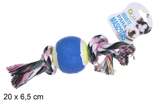 [111749] Giocattolo per animali in corda con palla 6,5 cm