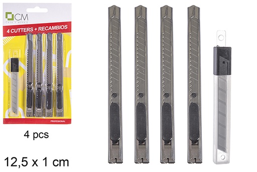 [112048] Pack 4 cutter metal + hojas recambio