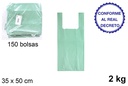 Bolsa camiseta verde reciclable 2 kg 35x50 cm