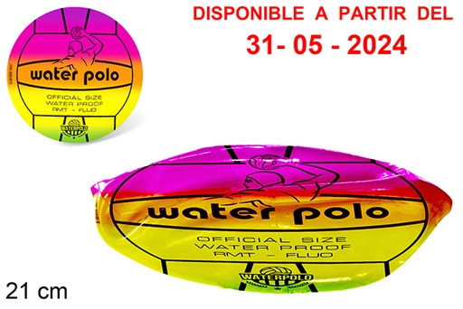 [112243] Ballon dégonflé décoré water polo fluor 21 cm