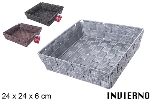 [112343] Cesta nylon color surtido negro/gris marron 24x24x6cm