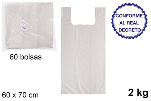 [112511] Bolsa camiseta blanca reciclable 2 kg 60x70 cm