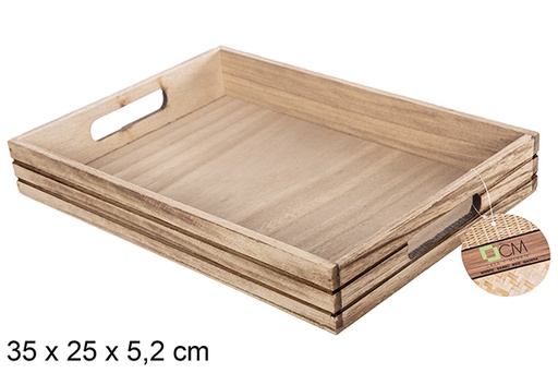 [111979] Bandeja madera vintage 35x25x5.2cm