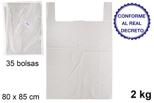 [112512] Bolsa camiseta blanca reciclable 2 kg 80x85 cm