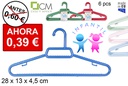Pack 6 perchas plástico infantil colores surtidos