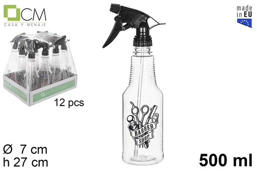 [112994] Pulvérisateur en plastique noir barber shop 500 ml