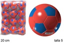 Balón cuero futbol rojo/azul Talla 5