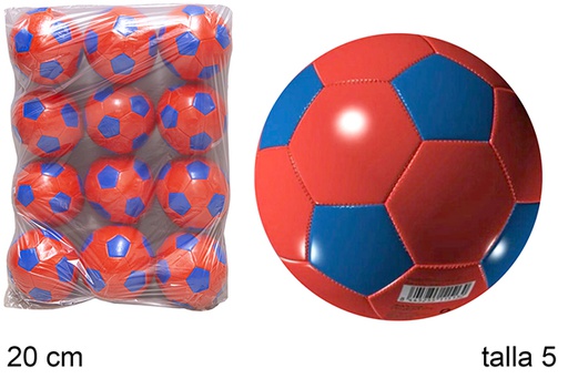 [112022] Ballon gonflé de football rouge/bleu taille 5
