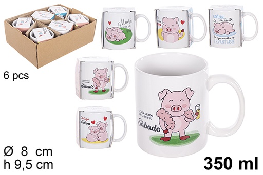 [207271] Taza mug ceramica decorada cerditos 350ml