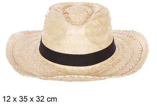 [112314] BASIC WHITE STRAW HAT WITH BLACK RIBBON