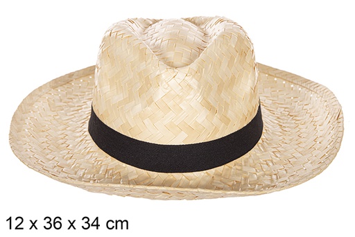 [112319] Sombrero paja classic blanco con cinta negra