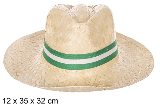 [112324] Sombrero paja basic blanco con cinta andalucia