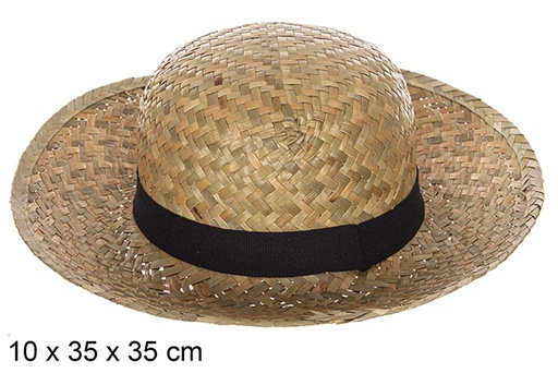 [112329] COLORED STRAW HAT WITH BLACK RIBBON