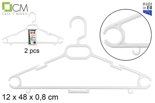 [112133] Pack 2 super cintres en plastique blanc 
