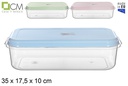 Fiambrera plástico rectangular grande tapa color pastel