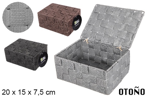 [112348] Caja nylon con tapa color surtido negro/gris/marron 20x15x7.5cm