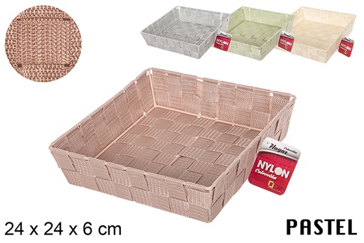 [113681] Cesta nylon color pastel surtido 24x24x6