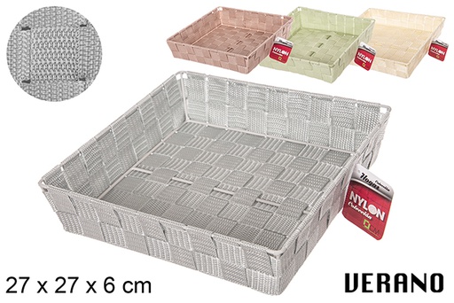 [113682] Cesta nylon colores pastel surtidos 27x27x6 cm