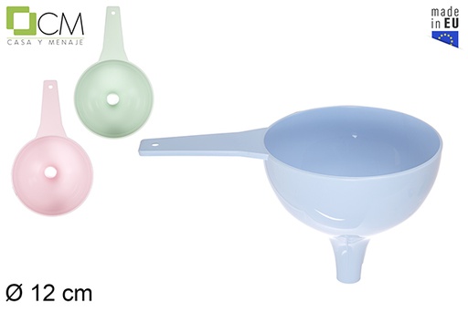 [114659] Pastel colored plastic funnel with handle 12 cm