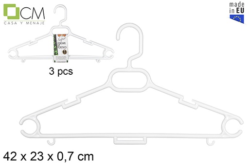 [112294] Pack 3 super cintres en plastique blanc 
