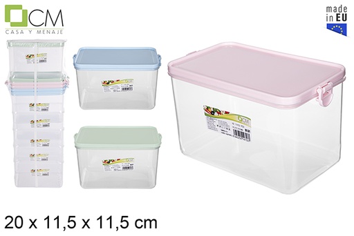 [114753] Boîte à lunch rectangulaire avec couvercle couleurs pastel 20x11 cm