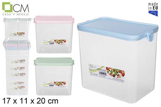 [114795] Boîte à lunch rectangulaire avec couvercle couleurs pastel 17x11 cm