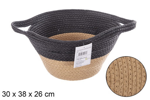 [112431] PANIER CORDE PAPIER NATUREL/NOIR A/ANSES