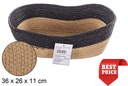 Cesta rectangular cuerda papel natural/negro 36x26 cm