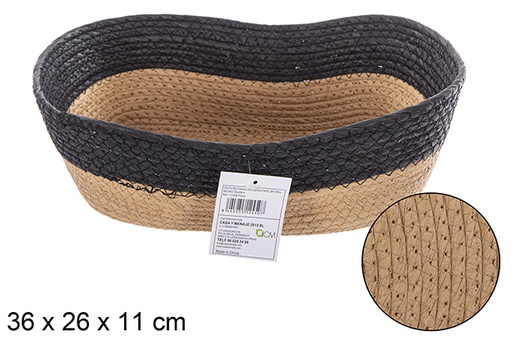 [112450] Rectangular basket rope paper natural/black 36x26 cm