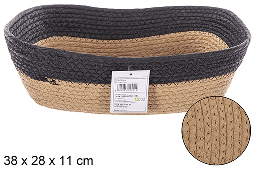 [112451] Rectangular basket rope paper natural/black 38x28 cm
