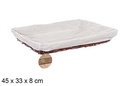 Cesta mimbre rectangular color caoba con tela 45x33 cm